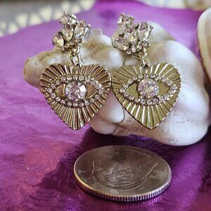 👁️👀👑EVIL EYE 👁️👀👑CROWN HEART EARRINGS - NWOT